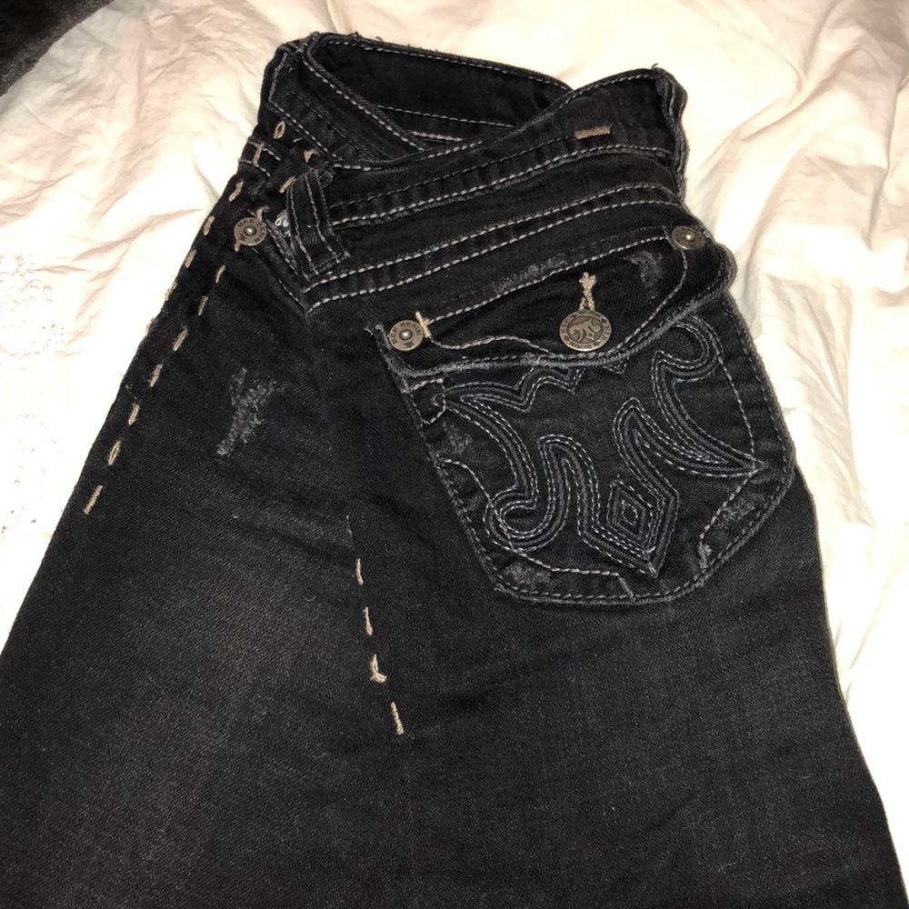 MEK black denim boot cut jeans